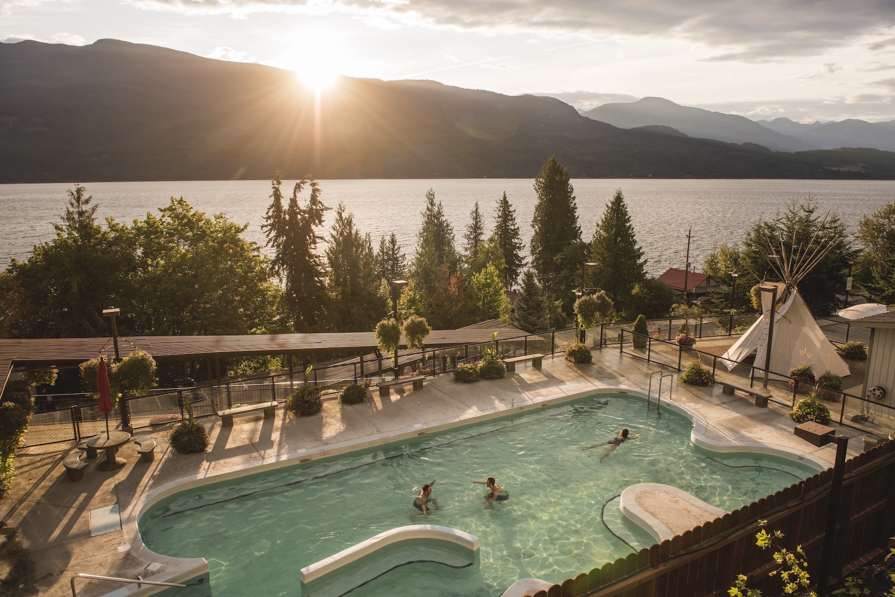 DBC Ainsworth Hot Springs Pool and Kootenay Lake Kari Medig