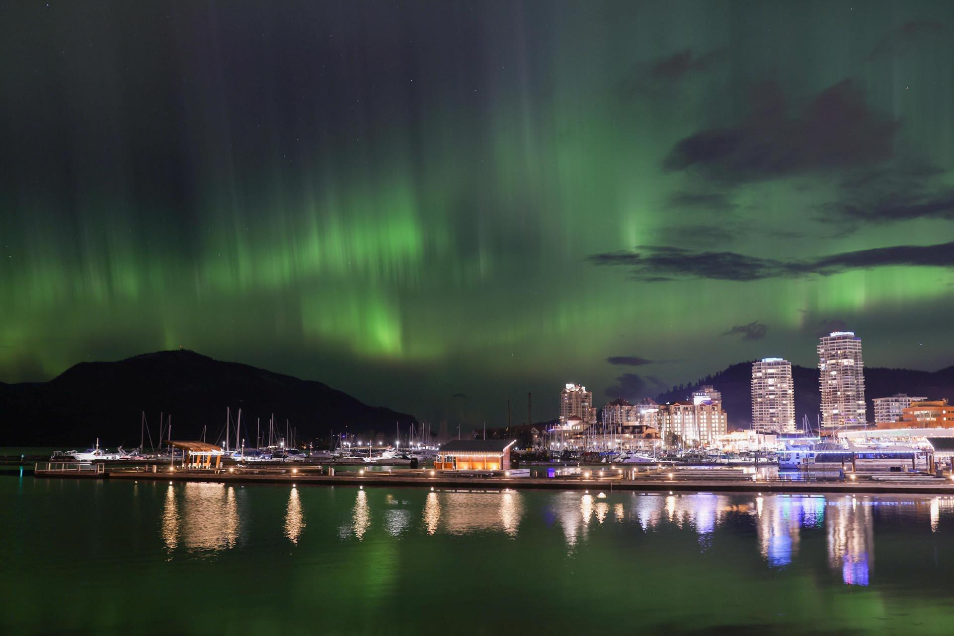 HERO Aurora Borealis over Downtown Kelowna