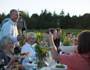 Al fresco dining in the vineyard with the winemaker at Vista D'oro Farms and Winery in Langley.