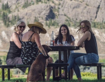 Summer wine tasting on the lawn at Monte Creek Ranch Winery